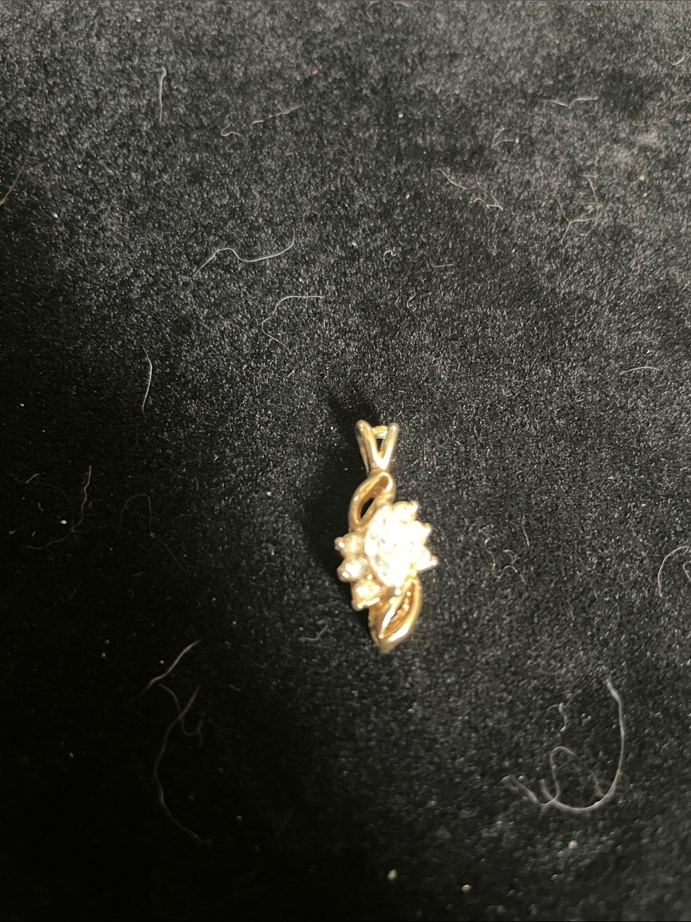 Gold Floral Cubic Zirconia Pendant  8/21/6